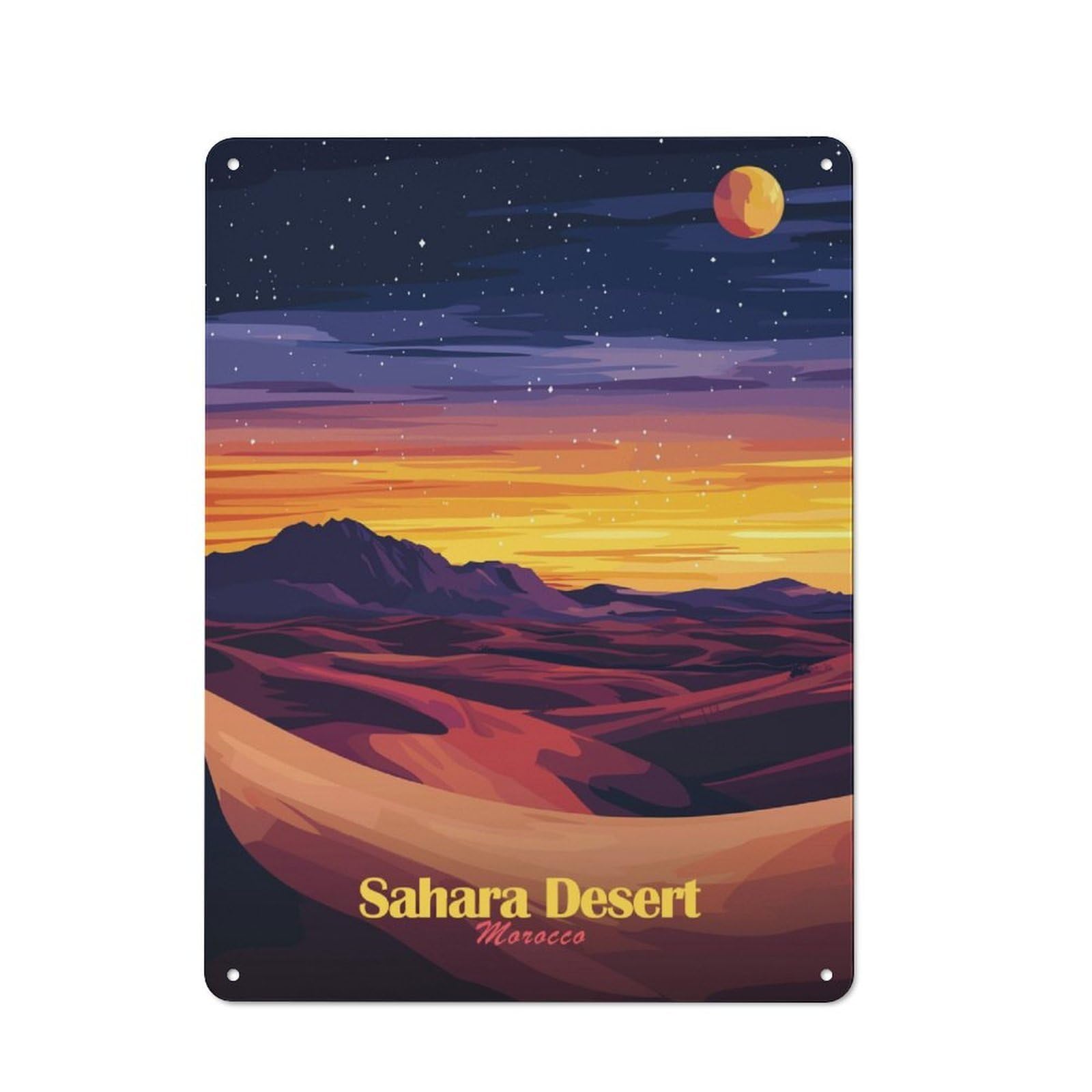 Junmoney Sahara Desert Sunset Industrial Retro Metal Sign 40X30cm, Shed Wall Plaque For Garage, Workshop, Shed Or Utility Room
