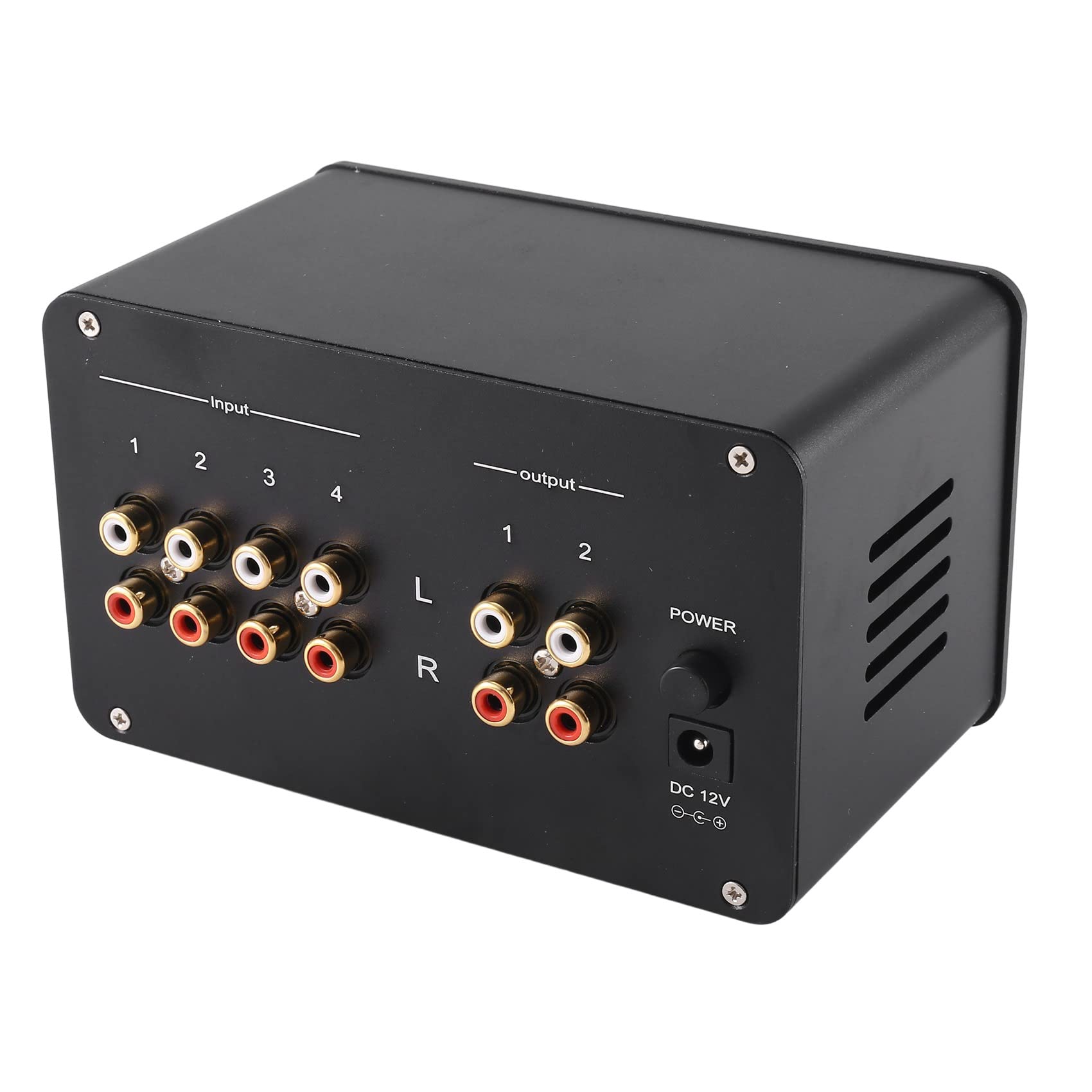 Preamplificador de Tubo de AudióFilo Preamplificador HiFi de 4 Entradas y 2 Salidas con Medidor de VU Incorporado Amplificador de Ajuste de Graves Altos Enchufe de la UE