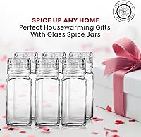 Vista 2 de Tarro de especias de vidrio cuadrado transparente pequeño y tapa ajustable para molinillo Paquete económico de 6
