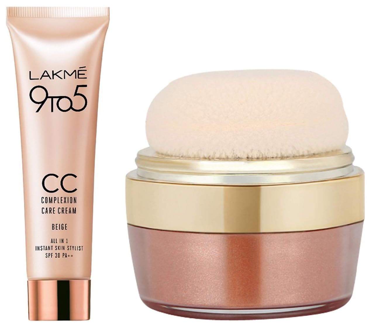 Lakme Sheer Blusher & Highlighter, Sun Kissed, Loose Powder Shimmer Highlighter for Face Makeup - Illuminating Powder for Glowing Cheeks, 4 g & Lakme 9 to 5 CC Cream Mini, 01 - Beige,9 g-image-41