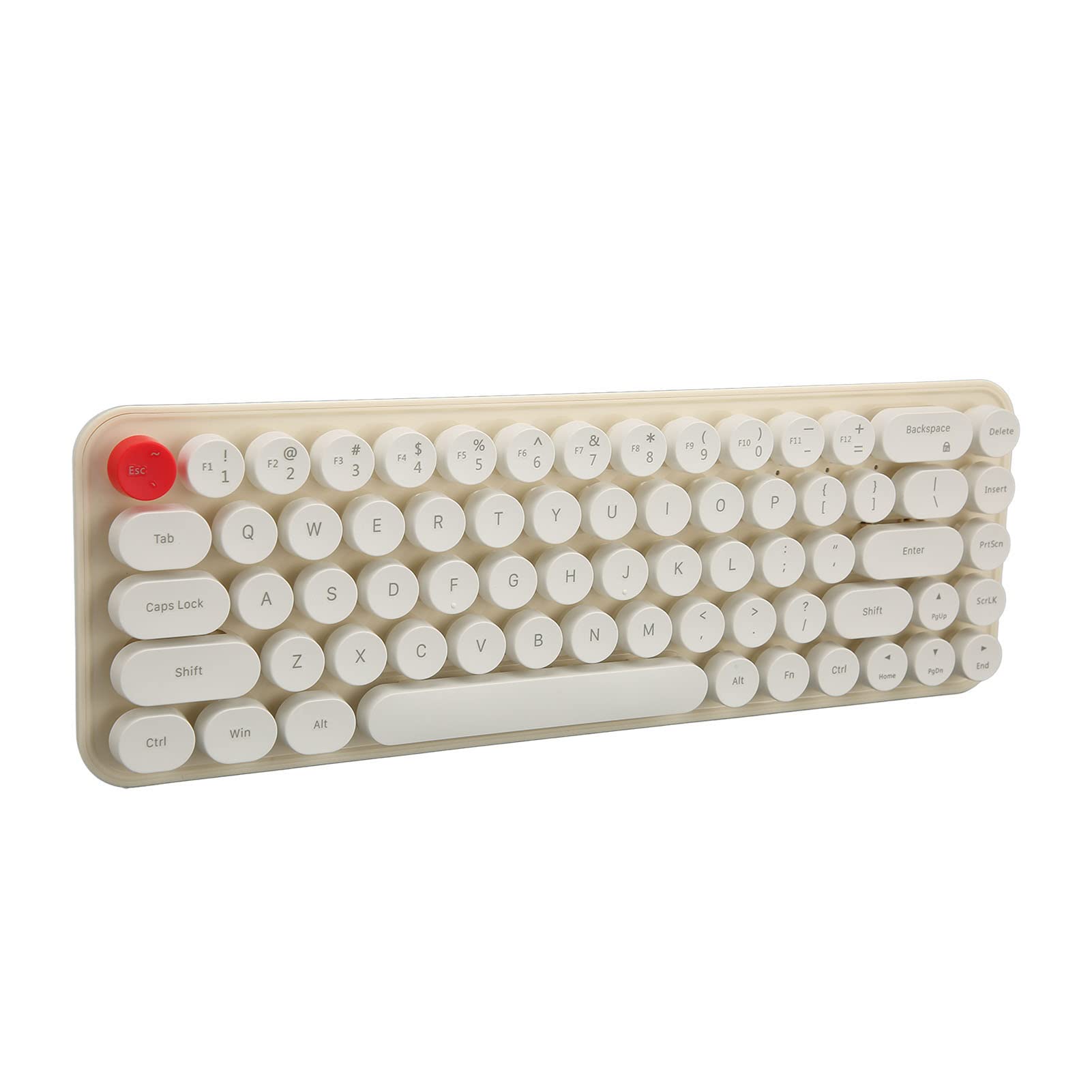 Samst Combo de Teclado y Mouse Inalámbricos, Teclado de Máquina de Escribir Inalámbrico de 2,4 GHz, Teclado Mecánico para Juegos de 68 Teclas con Lindas Teclas Redondas para (Beige)