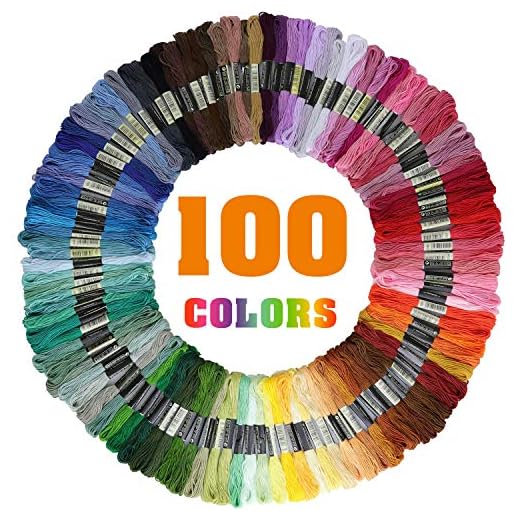 Libershine Madejas de Hilos 100 Madejas 100 Colores Hilos de Bordar de Algodón Bordado Kit de Hilos Cross Stitch Bordado Hilos