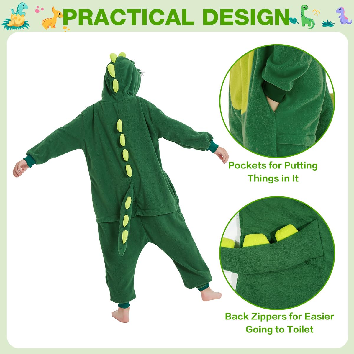 Mono de Pijama de Animales de Dibujos Animados, Dinosaurio T-Rex Pijama, Bata, Mameluco, Ropa de Dormir, Disfraz de Cosplay, Fiesta de Halloween para Niños de 6 a 8 Años