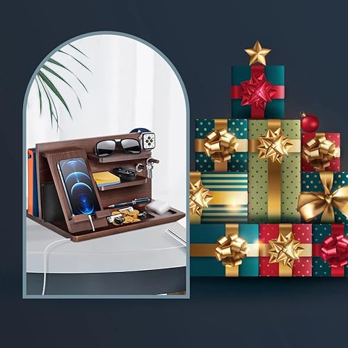 Miniatura 7 de Regalos del día del padre, para papá, regalos para hombres, ideas para hombres, organizador de mesita de noche para él, estación de acoplamiento de
