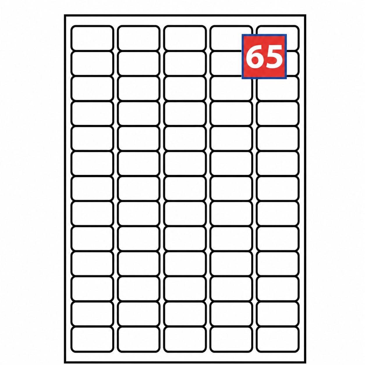 ​EJRange 65 Labels per A4 Sheet – 100 Sheets (6500), 38.1 x 21.2mm Self-Adhesive Address Stickers, Compatible with L7651 / J8651 Templates, Inkjet & Laser Printers