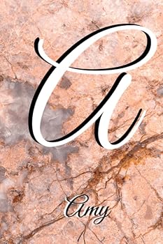 Amy : Notebook Litter a Personalised Marble Initial with Name Journal Diary Lined for Women or Girls. Best Practical a Gift