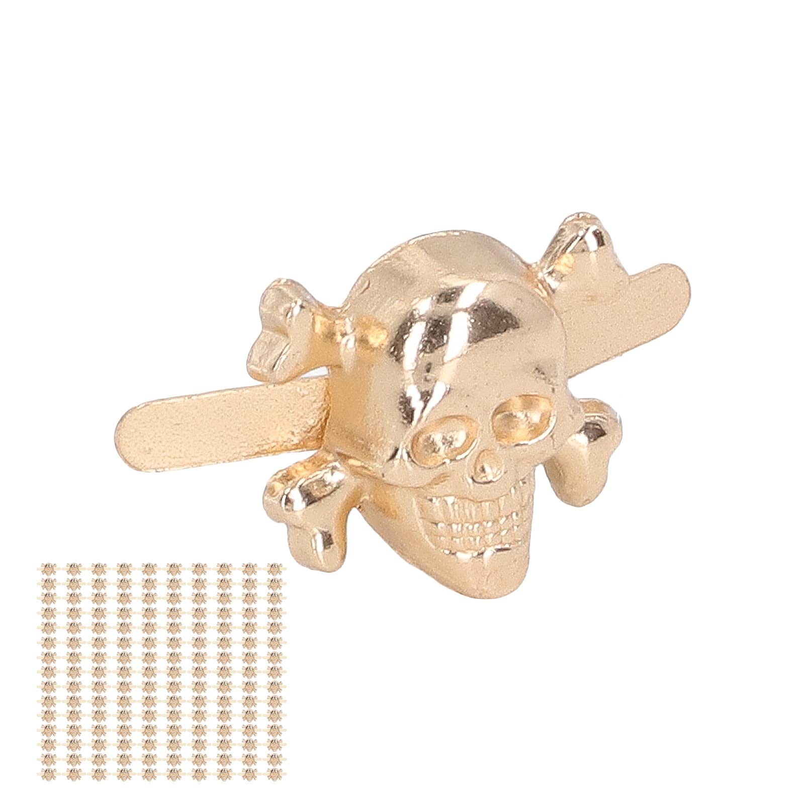 150 piezas de remaches de calavera estilo gótico de moda hermosos accesorios de perno de calavera para zapatos DIY bolsas de ropa (Oro)