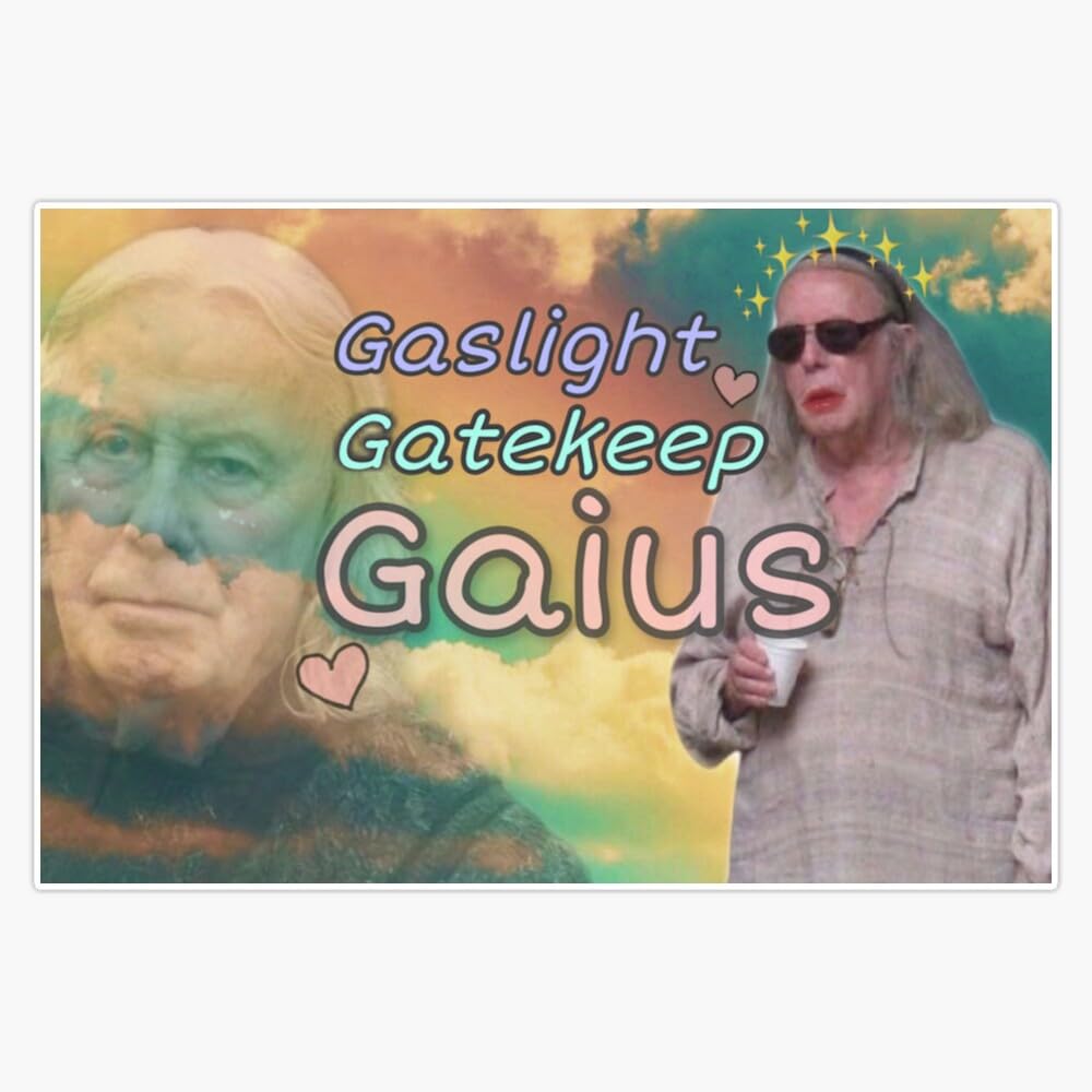 Gaslight Gatekeep Gaius Aesthetic Sticker Vinyl Waterproof Sticker Decal Car Laptop Wall Window Bumper Sticker 5"