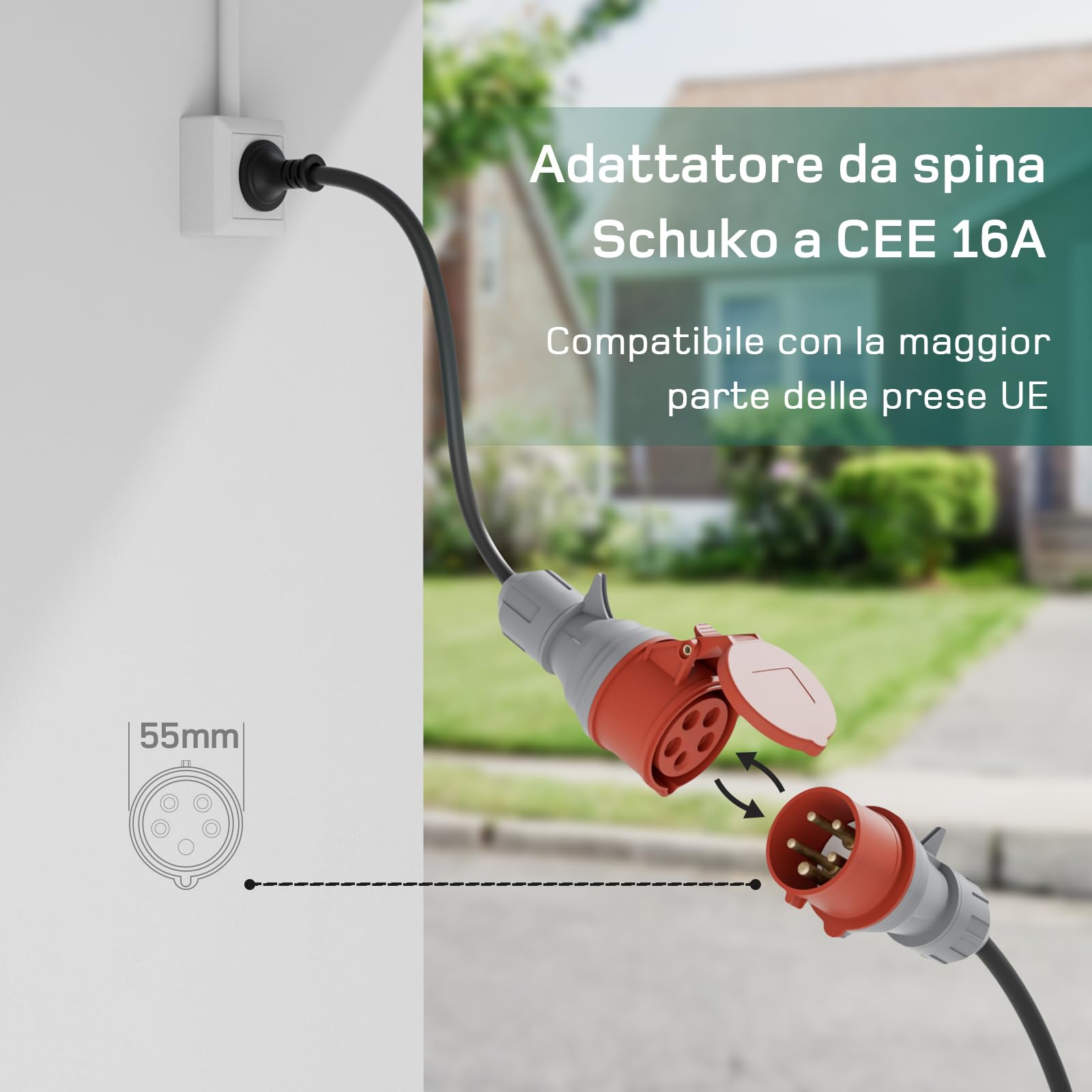 dé Wallbox 11kW App [Trifase| 7m| 6-16A] Cavo Ricarica Auto Elettrica Tipo 2 CEE 11kW, Stazione Carichino Auto elettrica Mobile Compatibile con Model Y, Model 3 e Altri EV/PHEV