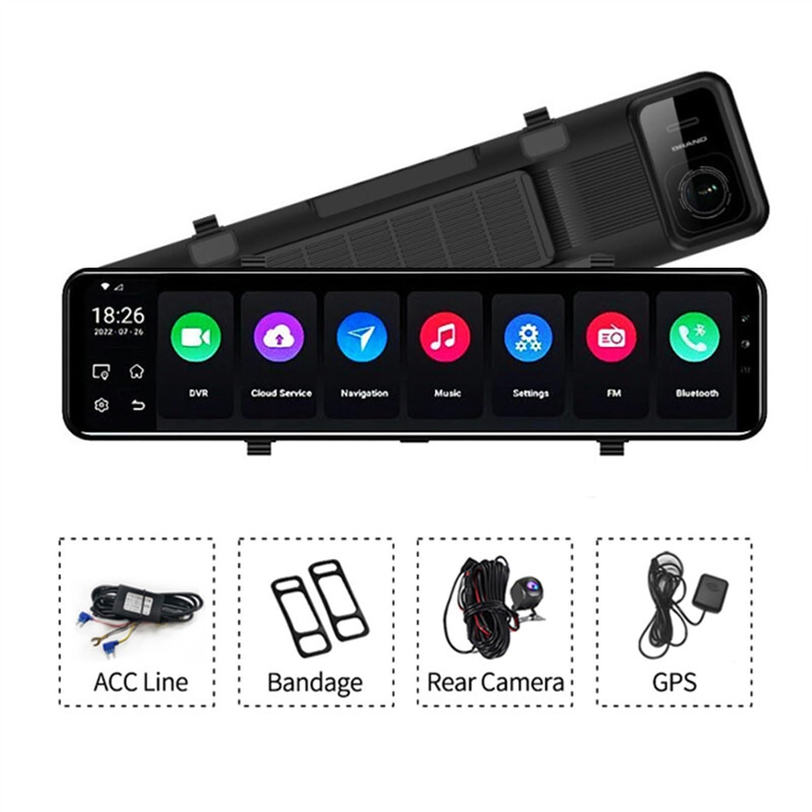 Kamera samochodowa, 4G 10 + 64G 12 Cal samochodowe lusterko wsteczne ADAS FHD rejestrator samochodowy nawigacja GPS kamera samochodowa wideorejestrator(64G Card)