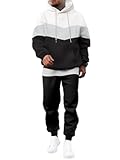 Men&apos;s Hoodie Tracksuit 2 Pieces Set Novelty Color Block Pullover Fleece Hoodies Long Sleeve Casual Sweatshirt