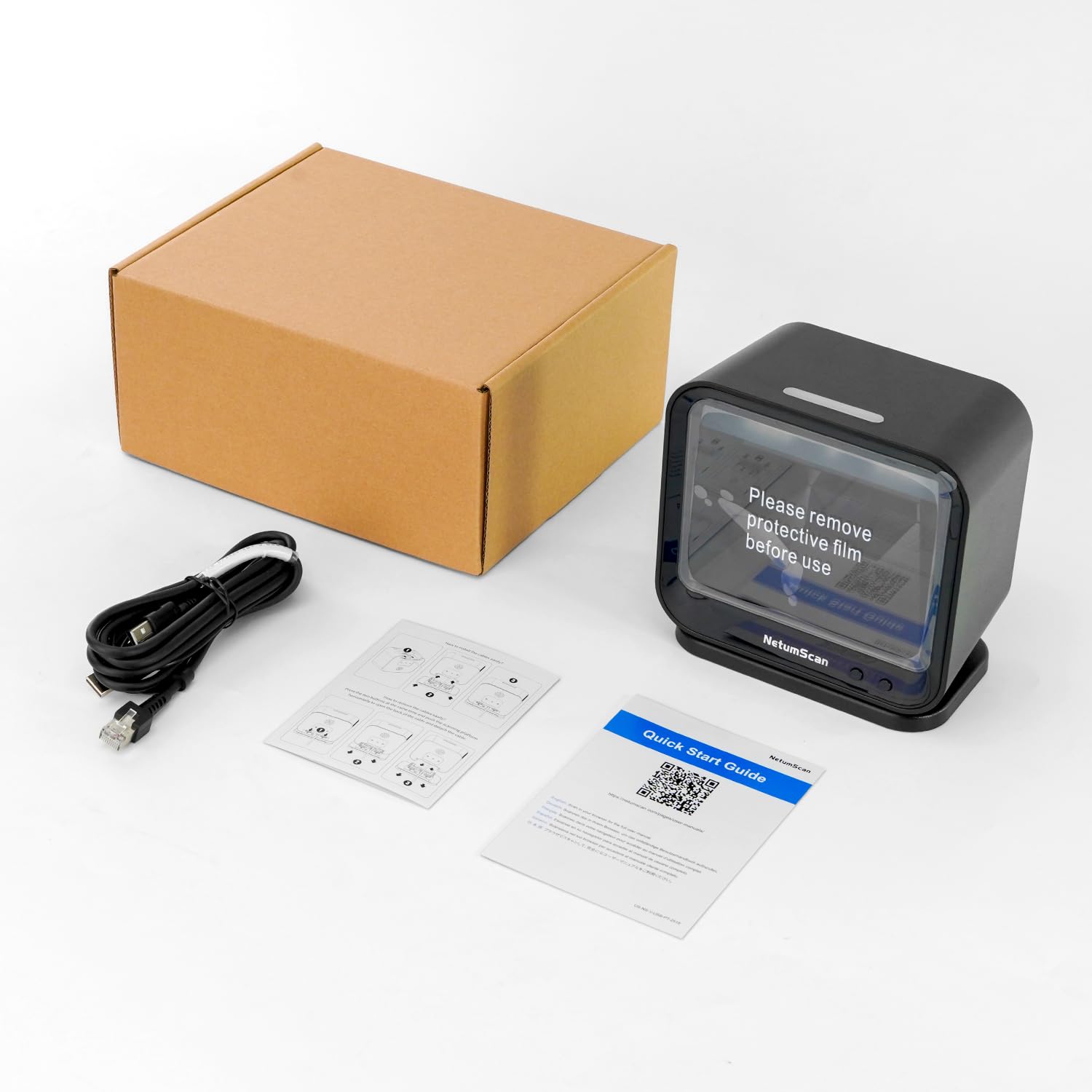 NetumScan Escáner de códigos de Barras Manos Libres automático, Lector de códigos de Barras USB 1D y 2D con Amplio ángulo de escaneo, para inventario de almacenes de supermercados minoristas.
