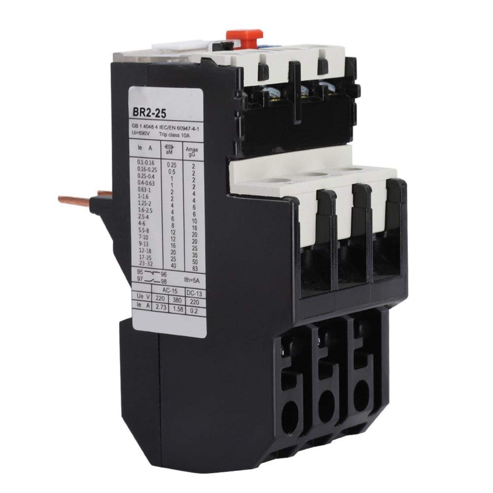 Relais de surcharge thermique de protection de moteur électrique réglable Br2-25, avec protection contre les défaillances de phase, utilisé pour le réglage(2,5-4A)