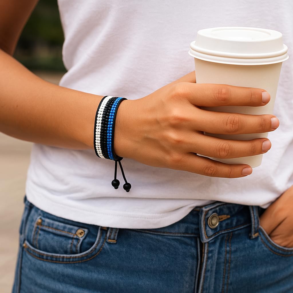 Estonia Flag Bracelet, Adjustable, Boho Style Rope Bracelet for Women and Men, Thread String - Image 5