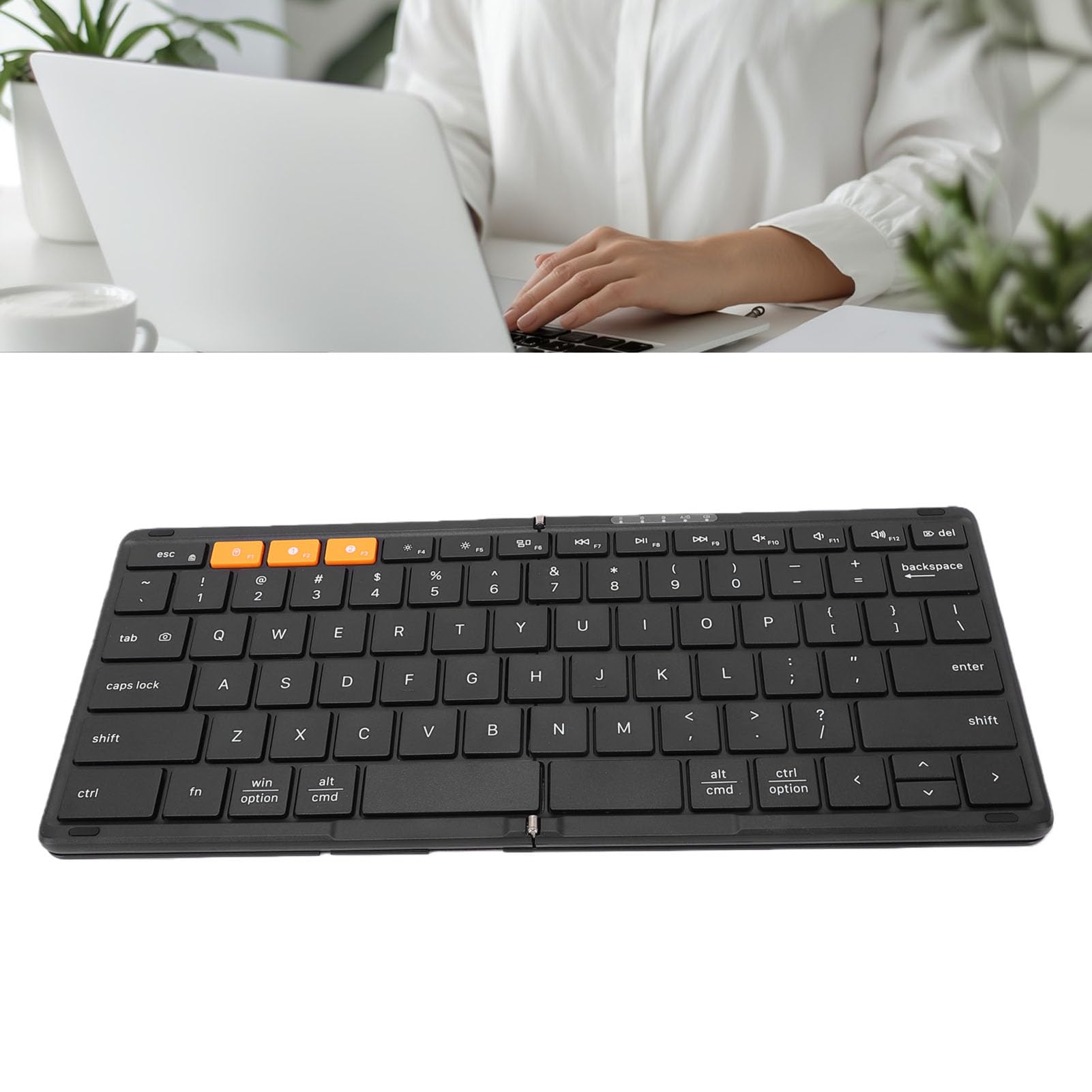 Sxhlseller Tastiera Bluetooth Pieghevole Senza Fili 2.4G | Tastiera portatile pieghevole, Bluetooth wireless 2.4G dual mode, USB C ricaricabile, tastiera da viaggio con layout completo