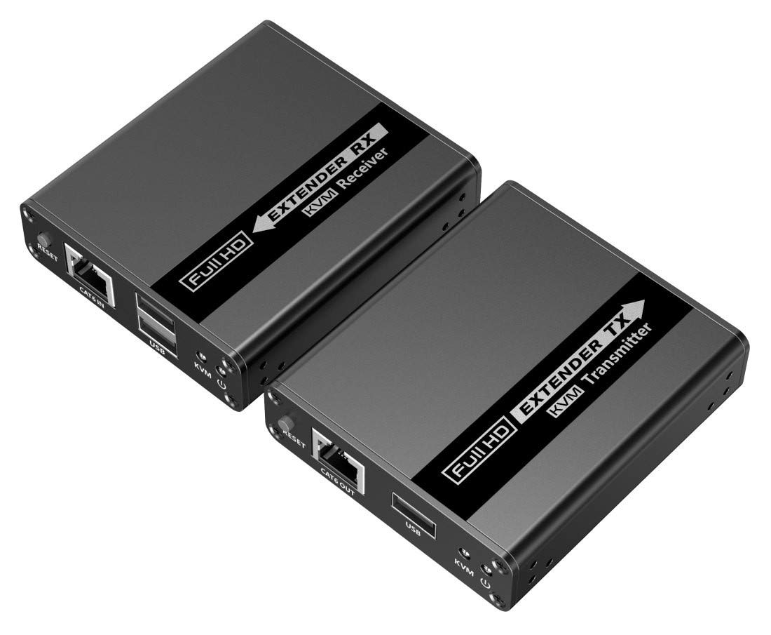 PremiumCord Extension KVM HDMI jusqu'à 70 m avec Transmission USB Via câble Patch Cat6/Cat6A/Cat7, boîtier en métal, Compatible avec Full HD 1080p 60 Hz