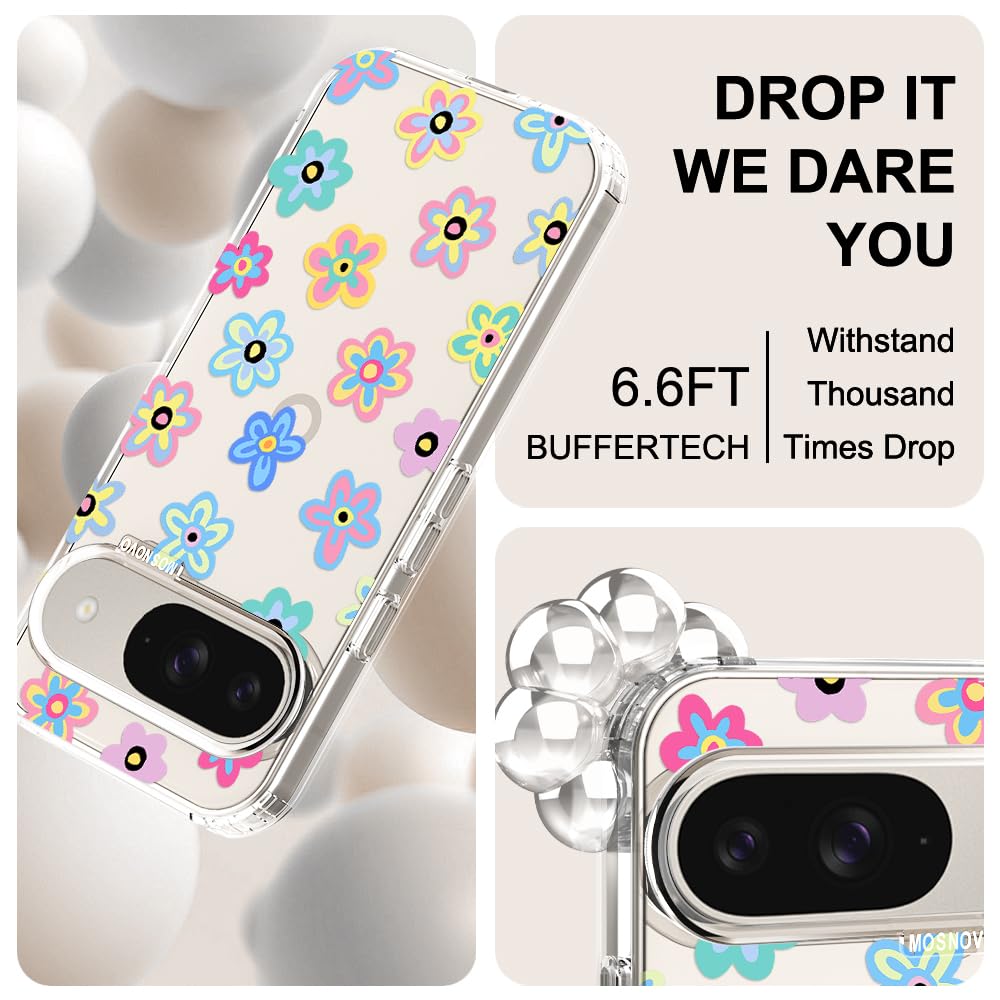 MOSNOVO Case for Google Pixel 10 & Pixel 10 Pro, [Buffertech 6.6ft Military-Grade Drop Protection] [Anti Peel Off Tech] Clear TPU Bumper Phone Case Cover Design - Cute Cherry — view 602