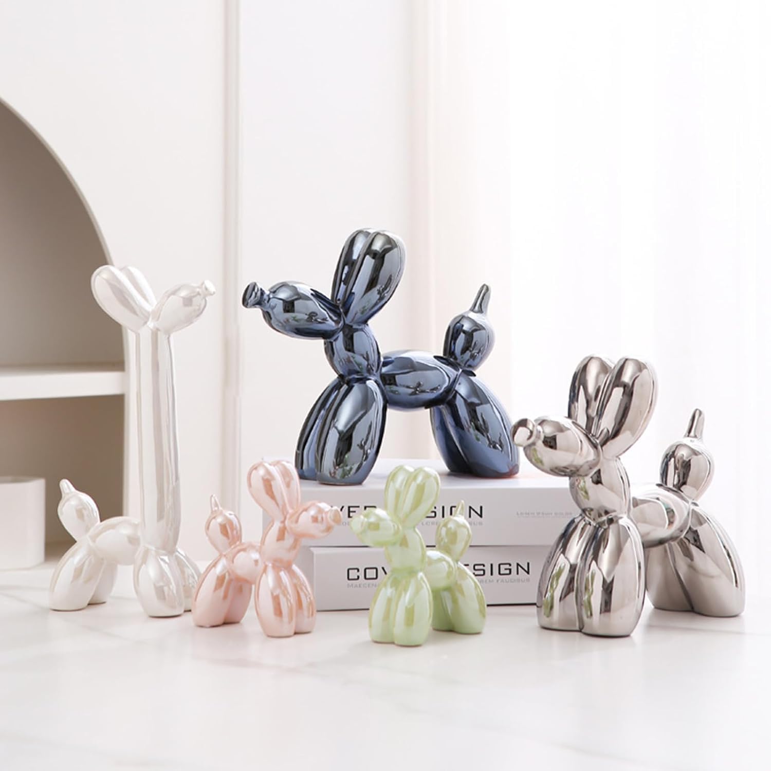 Scultura a forma di cane palloncino, lussuosa statua in resina per decorazione domestica, finitura lucida, ornamento decorativo per soggiorno, camera da letto, ufficio