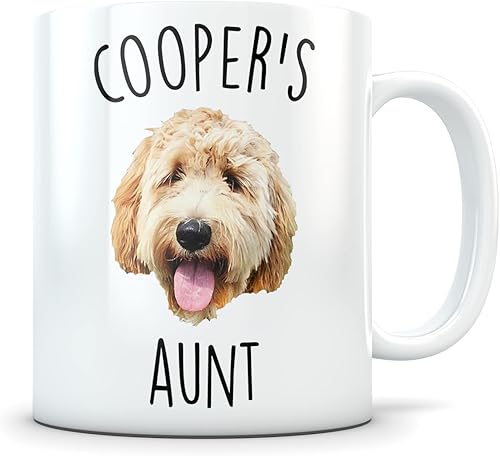 Taza de café de 11 oz para tía de perro, taza de café personalizada para amantes de las mascotas, imagen personalizada de cara de perro