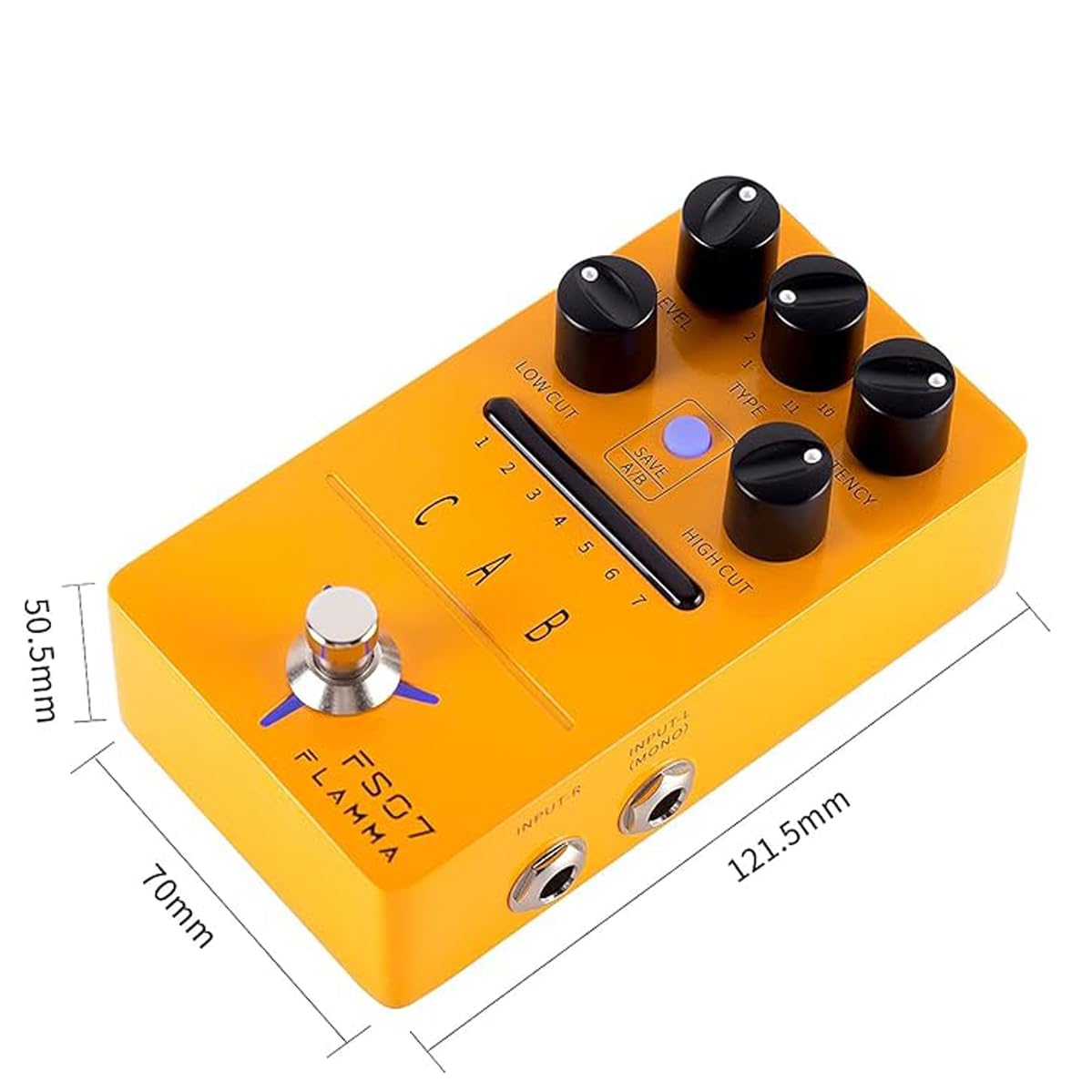 Gitarrenpedal für FLAMMA FS08 FS07 FS06 FS05 FS03 FS02 FS01 Reverb, Gitarreneffektpedal 7 verstaubare Steckplätze, 11 Modulationseffekte, True Bypass (FS07)