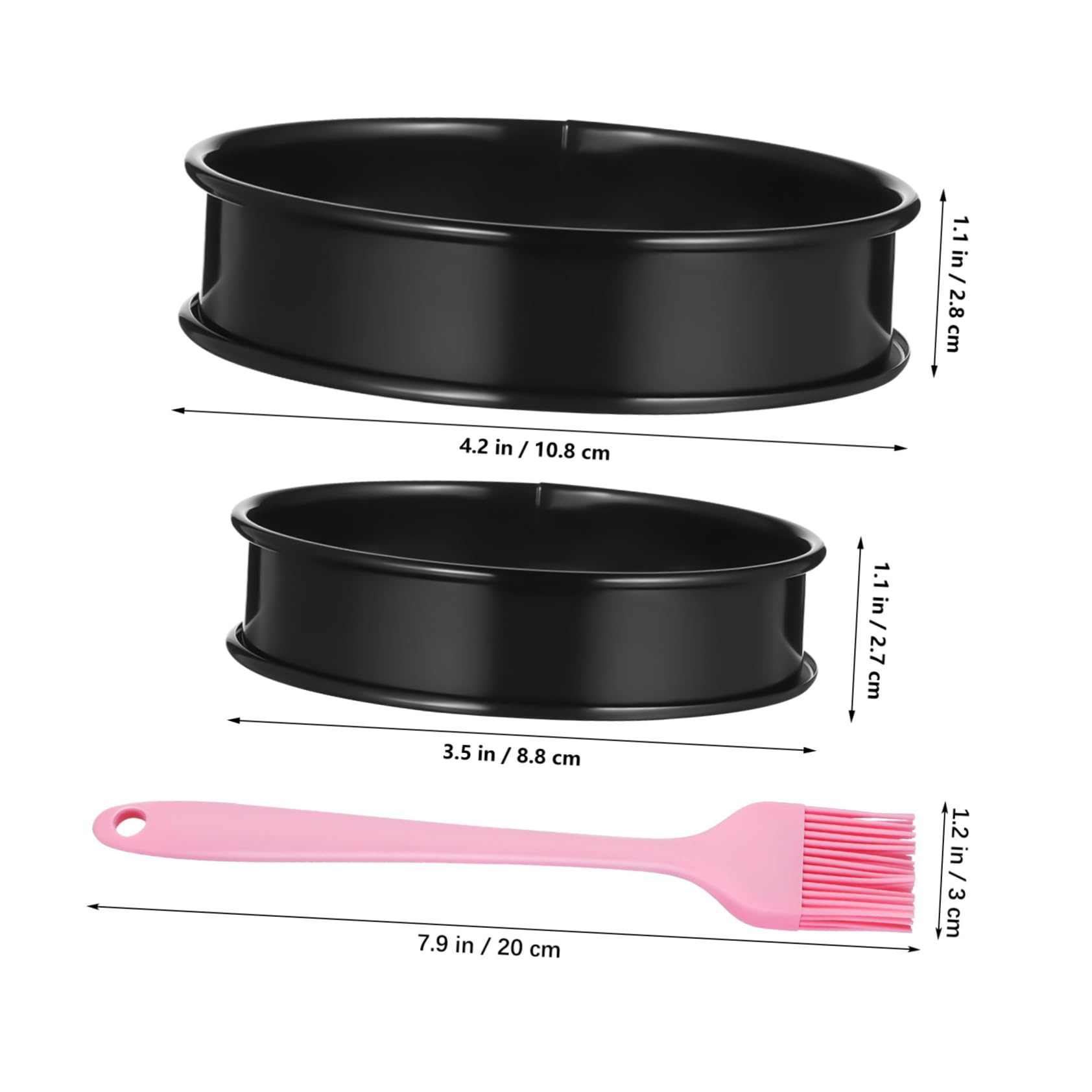 Cabilock 1 Set Nonstick Baking Rings Muffin Tart Molds with Brush Double Rolled Edge for Shaped Cookies Tarts Eggs Versatile Baking Tool