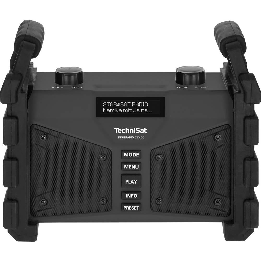 TechniSat DIGITRADIO 230 OD – DAB+ radio budowlane (DAB+, DAB, UKW, USB, AUX in, Bluetooth, wydajny akumulator, pamięć ulubionych, 2 x 6 W głośniki stereo), czarne