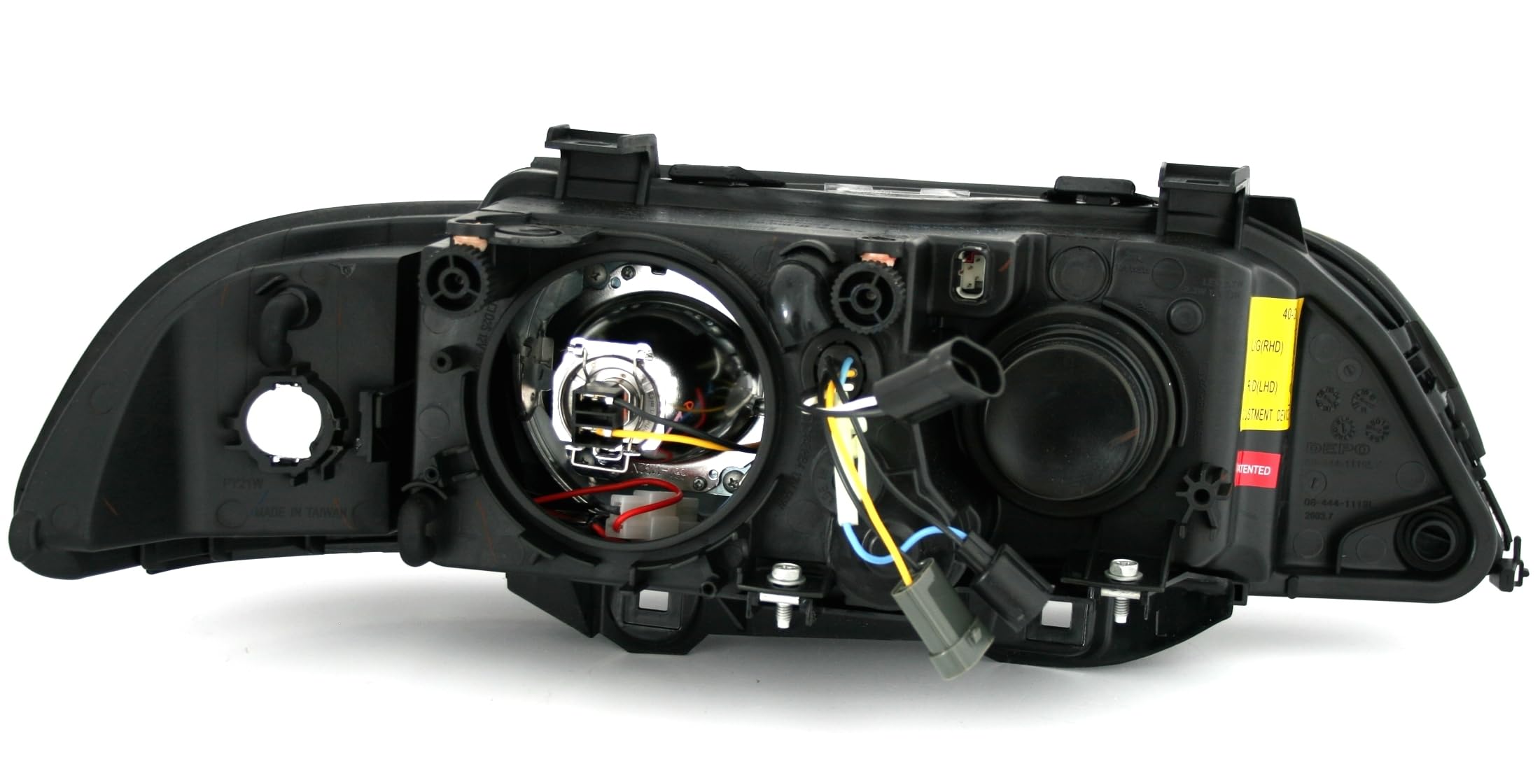 Angel Eyes Scheinwerfer Set Schwarz für 5er BMW E39 (9/1995-8/2000) H7/H7 | LED Ringe, weißesLicht, Halogen, H7, Aftermarket, Tuning, inkl. Motoren elektrische LWR, Blinker Weiß,