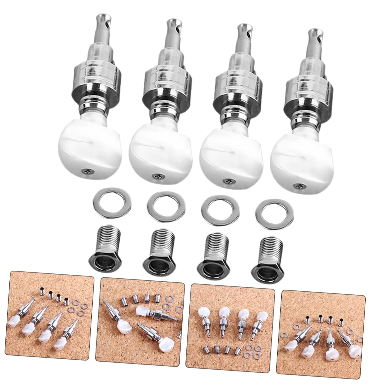 SHOWERORO 2sets Banjo Maschine Tuner Ersatz Tuning Pegs Banjo Teile Zubehör 4 Stücke * 2