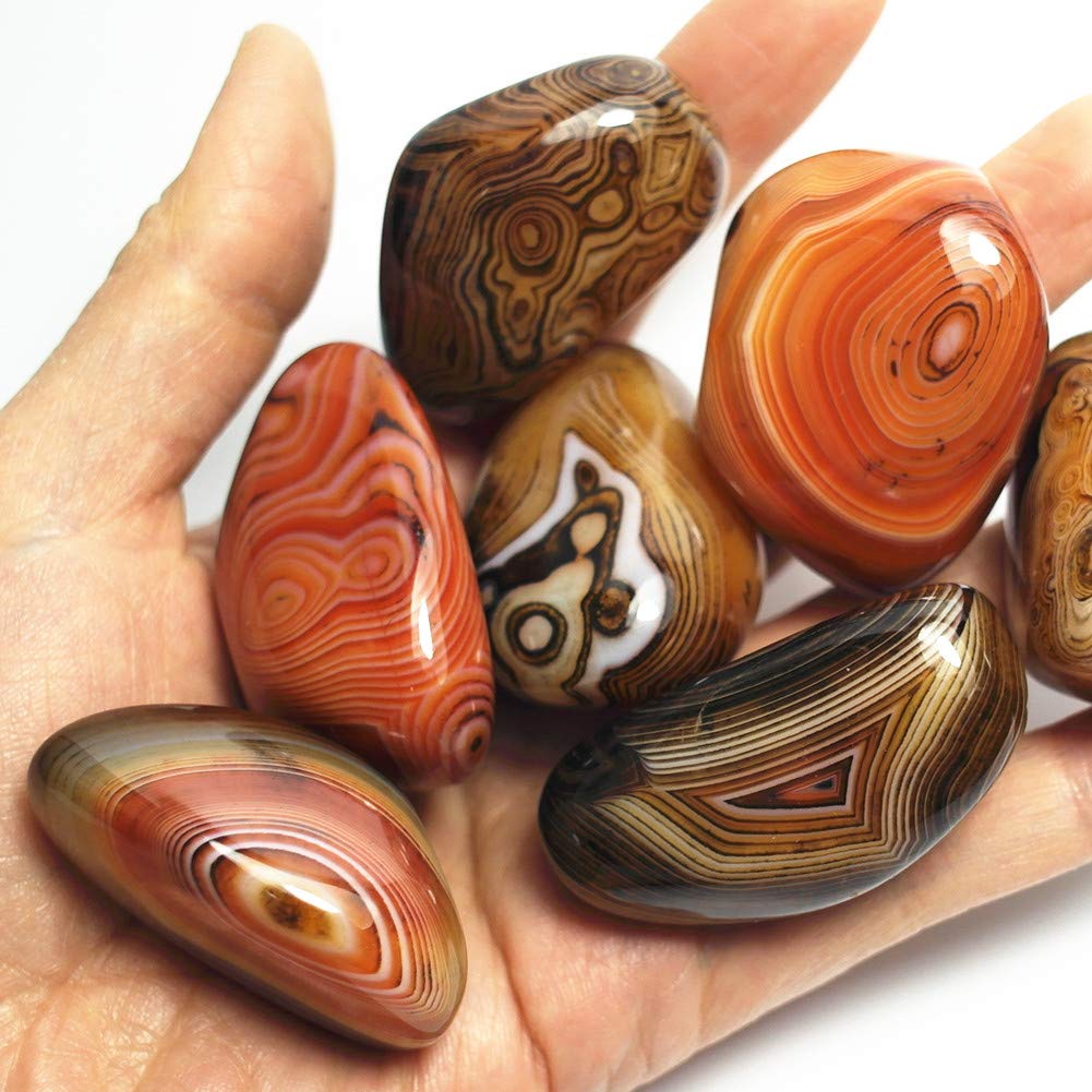 0.5 Pound Healing Stones Banded Lace Agate Worry Crystal Irregular Reiki Palm Stone tumbing Pattern River Jasper Madagascar Collection Gifts Decor