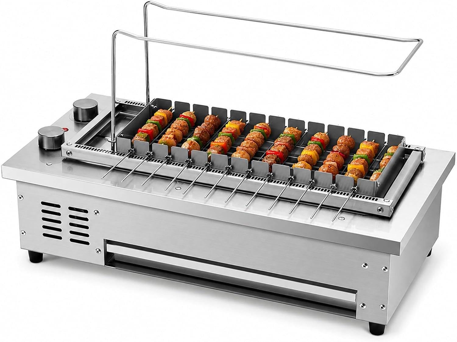 Parrilla para Brochetas, Barbacoa Eléctrica, Grill Rotatorio 10grids