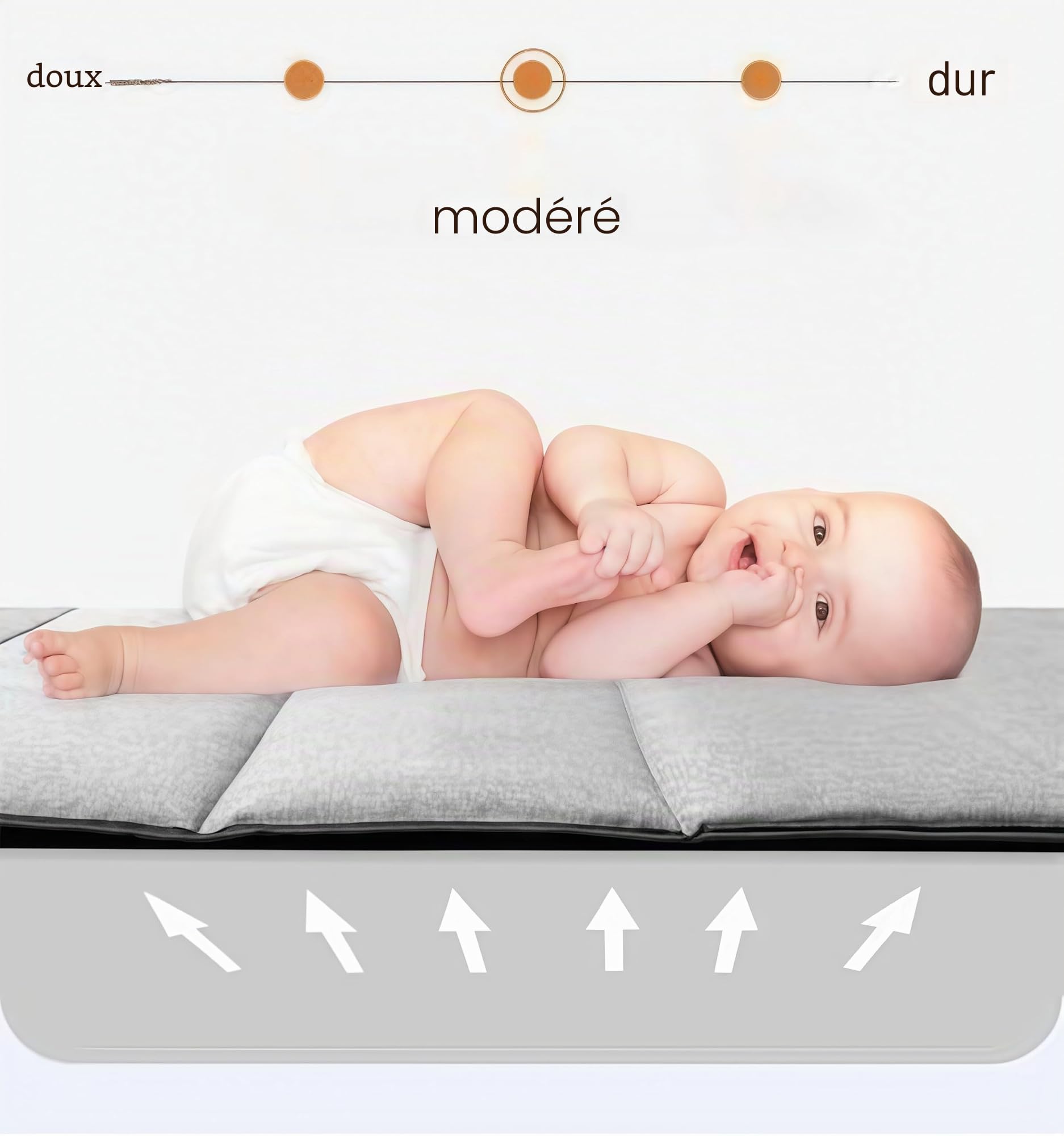 Lit Parapluie Bebe avec Matelas, Lit Bebe de Voyage Pliable et Convertible, Berceau Evolutif Next to Me, Berceau de Camping pour Enfant avec Moustiquaire (6602 Gris sans Filet)