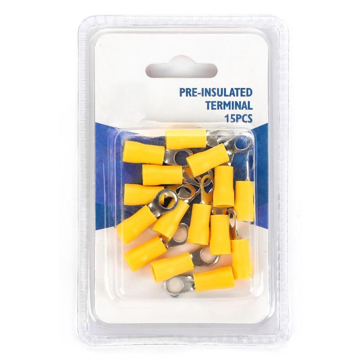 Brightium Yellow RV3.5-5 pre-Insulated Terminal, Ideal for Safe and efficient Connections. Presentation in Blister Pack of 15, Perfect for Electrical Projects. Quality Guaranteed.