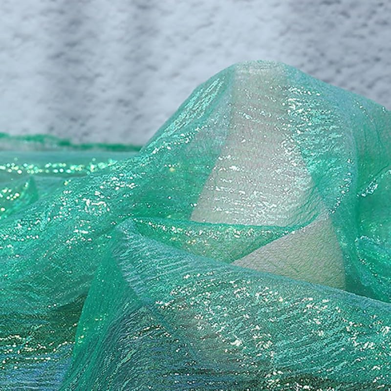 1.4M*1M Iridescent Organza Fabric Green Iridescent Holographic Gauze Fabric