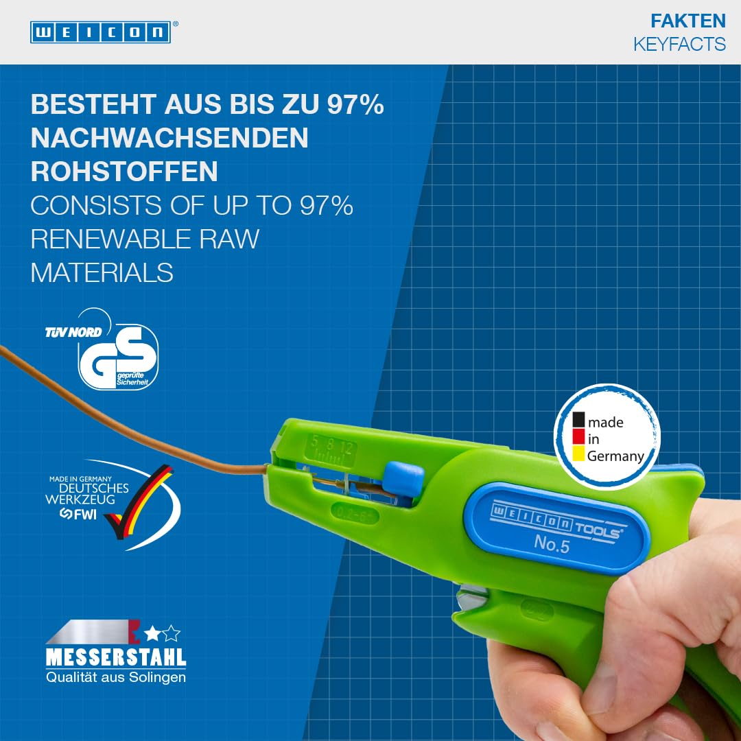 WEICON TOOLS Stripper No. 5 Green Line | sustainable raw materials automatic wire from 0.2-6.0 mm²