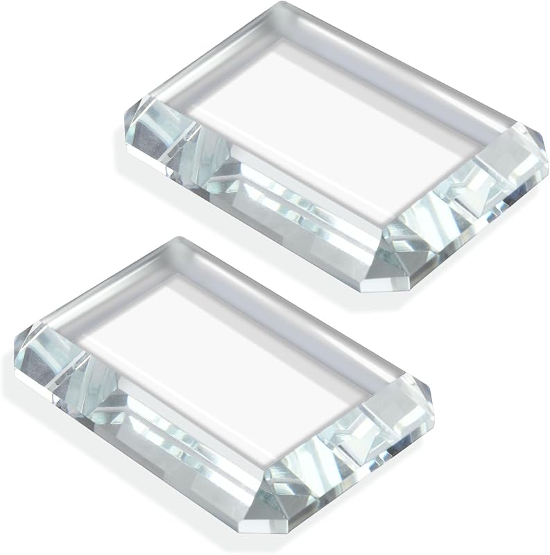 2 Pack Rectangular Glass Paperweight, Paperweight Decorative Blocks, Clear Glass Tiles for Crafts, Home Decoration, Ornaments Book, Maps