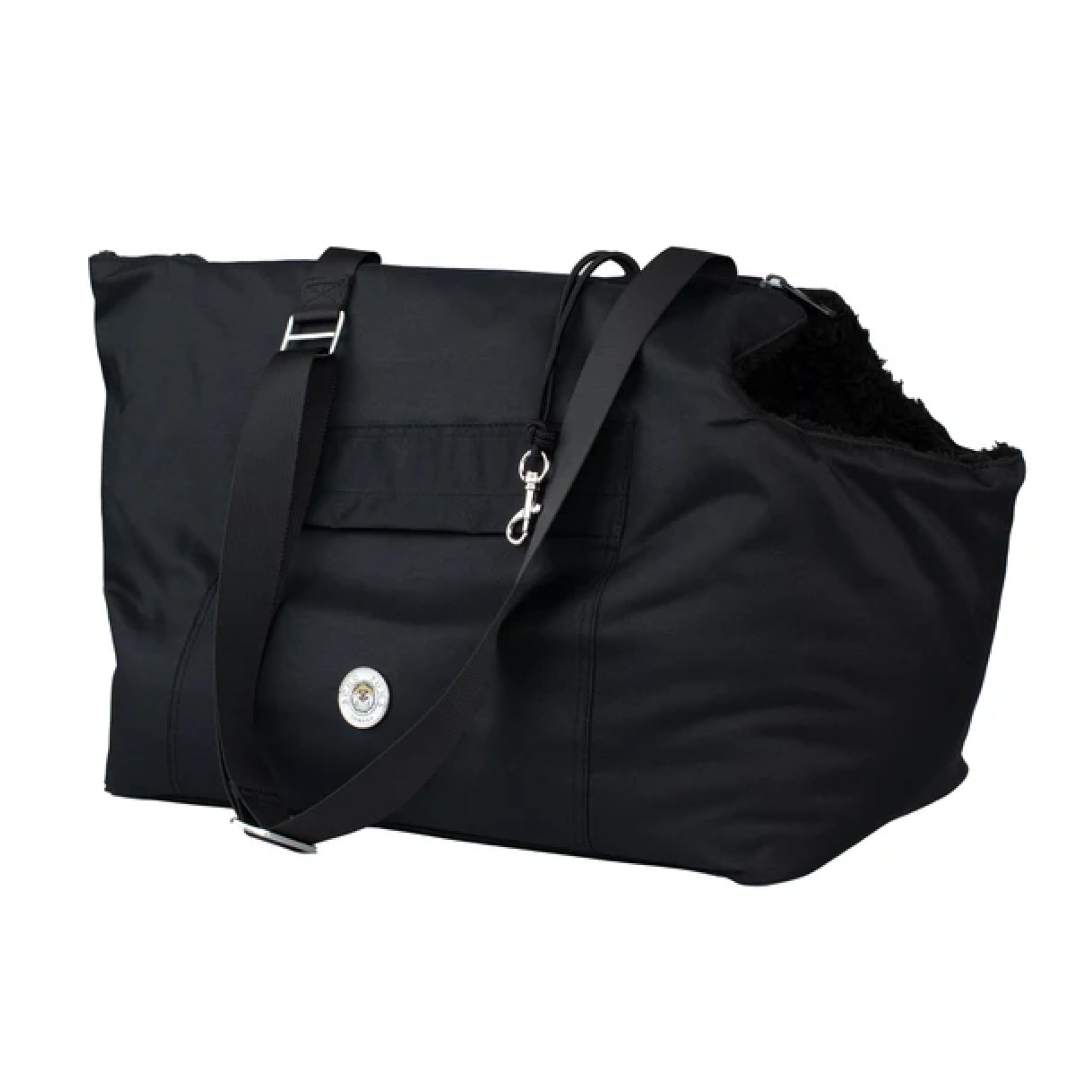 Soho Poms Black Rainy Bear Pet Carrier (Small) | Luxury Dog Handbag For Small Dogs, Puppy & Cats | Car Friendly, Airline Approved Pet Travel Carrier Bag | Waterproof Canvas | Warm Fluffy Dog Carriers