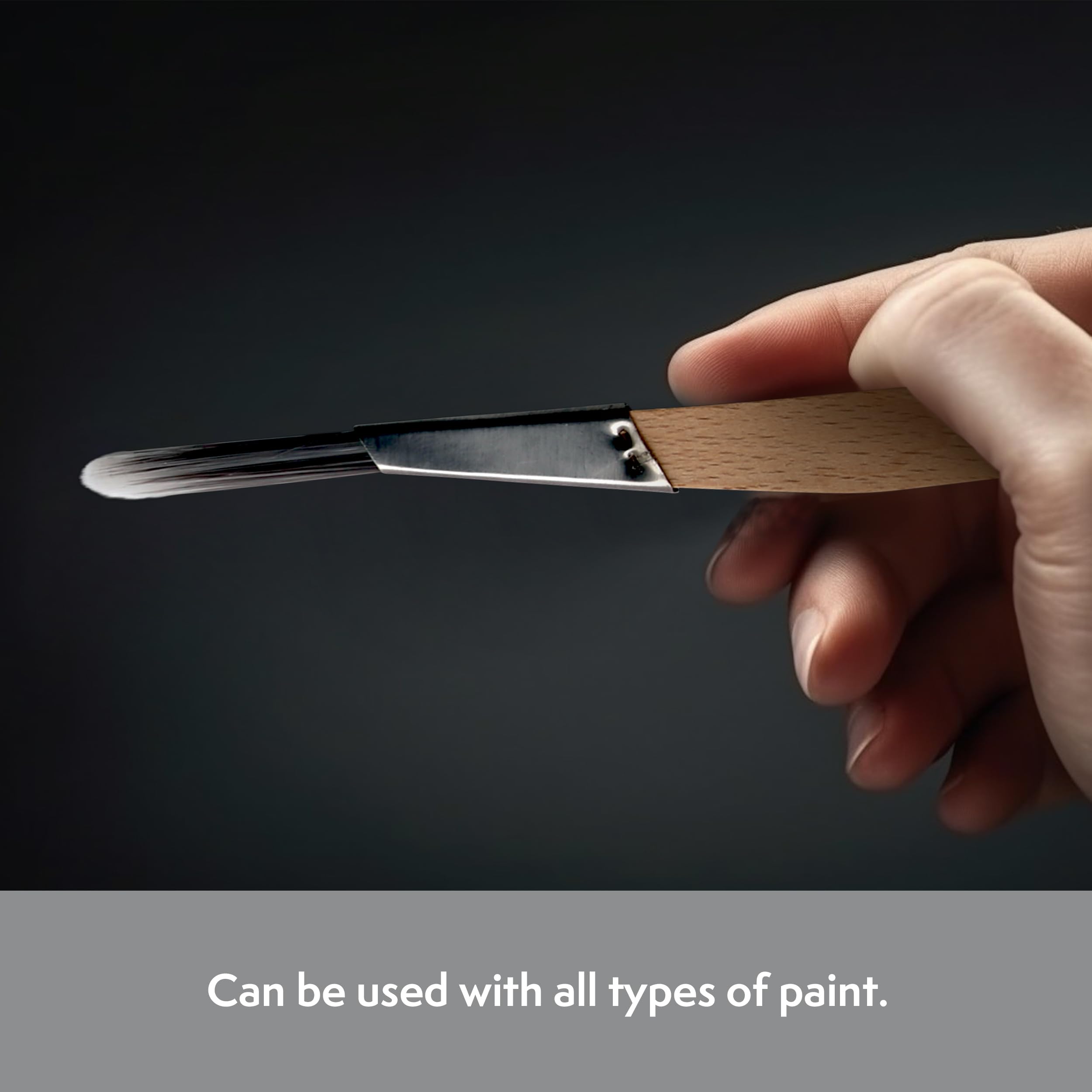 Axus Decor Angled Fitch Paint Brush (Grey Series) - 6mm - for All Paints, Filaments, for Detailed Work & Touching Up, Comfortable Handle, Rust-Resistant Stainless Steel, Grey