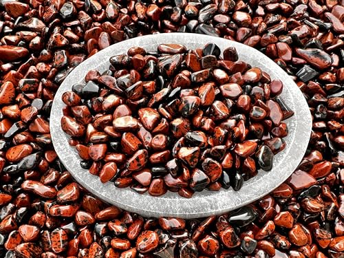 Image of GAF TREASURES 2 oz Lot Natural Semi Tumbled Gemstone Chips, Crushed Mini Crystals, Undrilled Crystal Chips (Mahogany Obsidian)