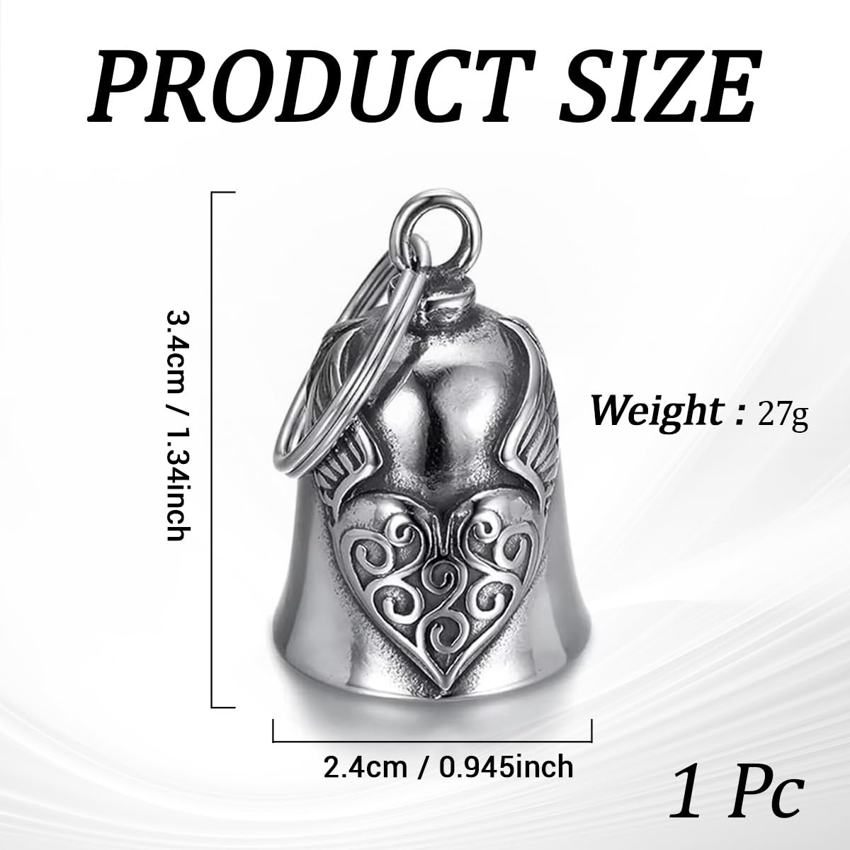 Ruvan Guardian Bell, Clochette Moto Porte Bonheur, Guardian Ride Bell, Guardian Bell Moto Vélo, Acier Inoxydable Moto En Forme D'ange Gardien À Suspendre