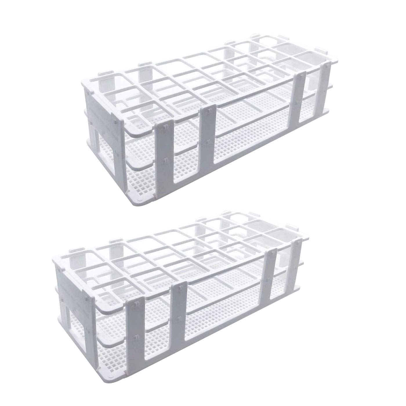Plastic Test Tube Rack 2 Pack 21 Holes Lab Test Tube Rack Holder for 30mm and Below The Test Tubes, Detachable, 21 Holes