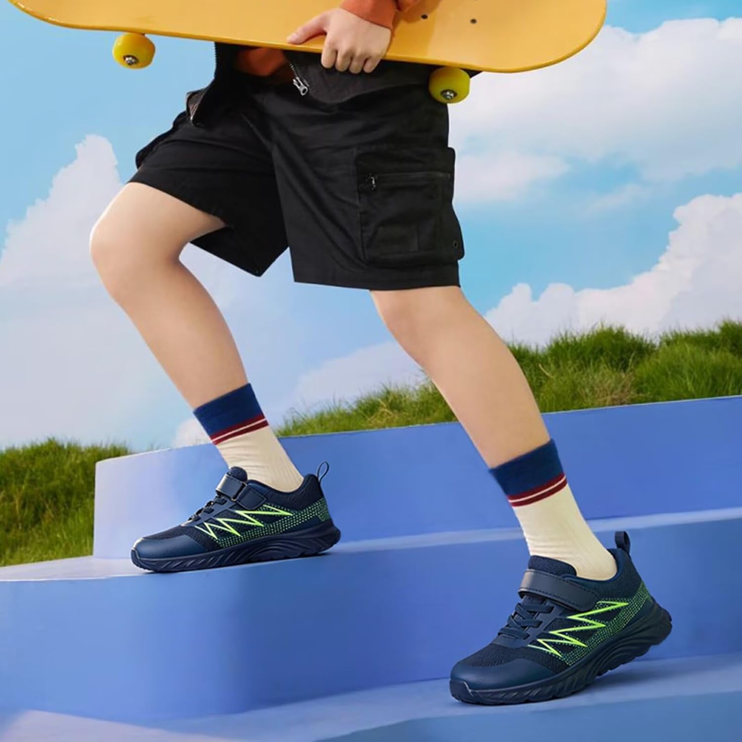 Kids Sneakers School Shoes Walking Running Toddler/Big/Little Kid Hook & Loop Breathable Mesh Non-Slip Lightweight