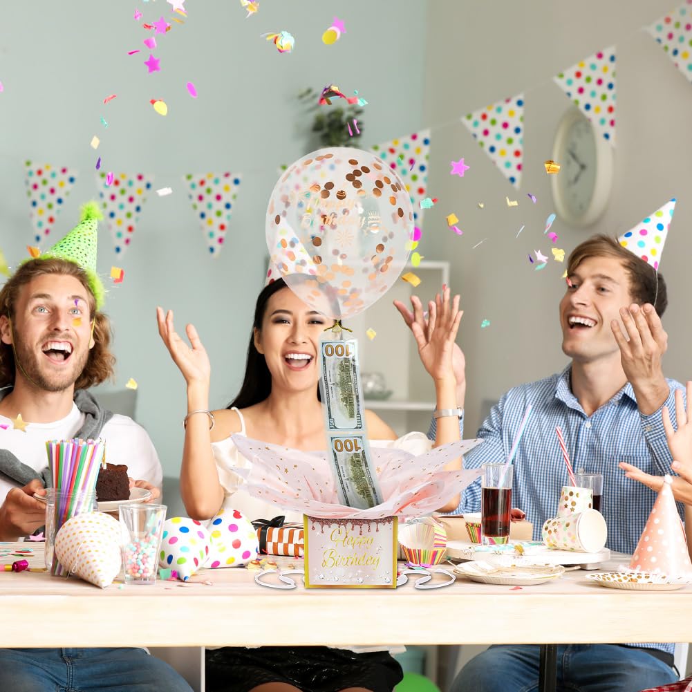 OFFCUP pudełko z niespodziankami z balonem, prezenty pieniężne na urodziny, pudełko z niespodzianką Happy Birthday, pudełko na prezent pieniężny na urodziny, opakowanie na pieniądze jako prezent dla