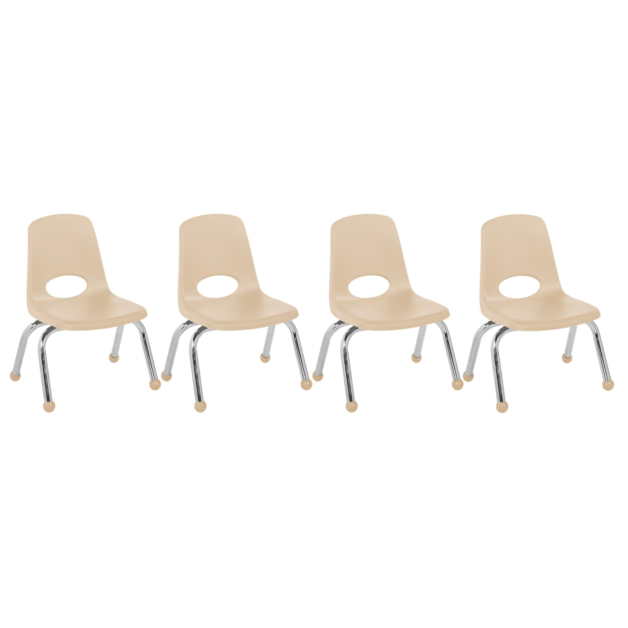 FDP 10" School Stack Chair with Ball Glides, Sand, 4-Pack, 10377-SD