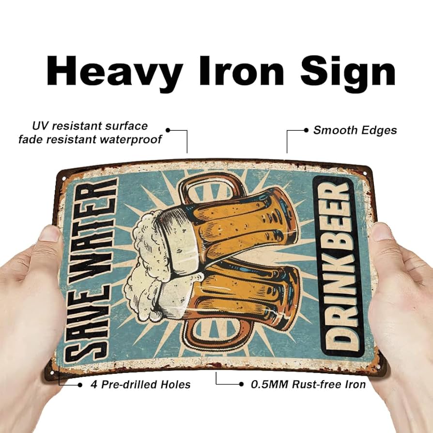 Amazon.com: SUPERDANT Beer Metal Sign Bar Tin Signs Save Water