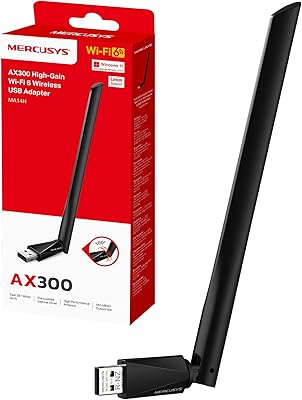 Mercusys TP-Link MA14H Chiavetta WiFi 6 AX300Mbps, WiFi USB per PC Fisso, Antenn