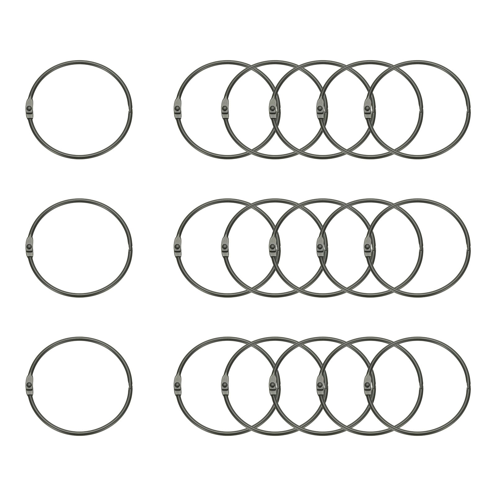 PATIKIL 18Pcs Loose Leaf Binder Rings, 2.8 Inch Metal Open Card Rings Heavy Duty Book Rings for Key Index Card Rings Paper Rings Office, Black