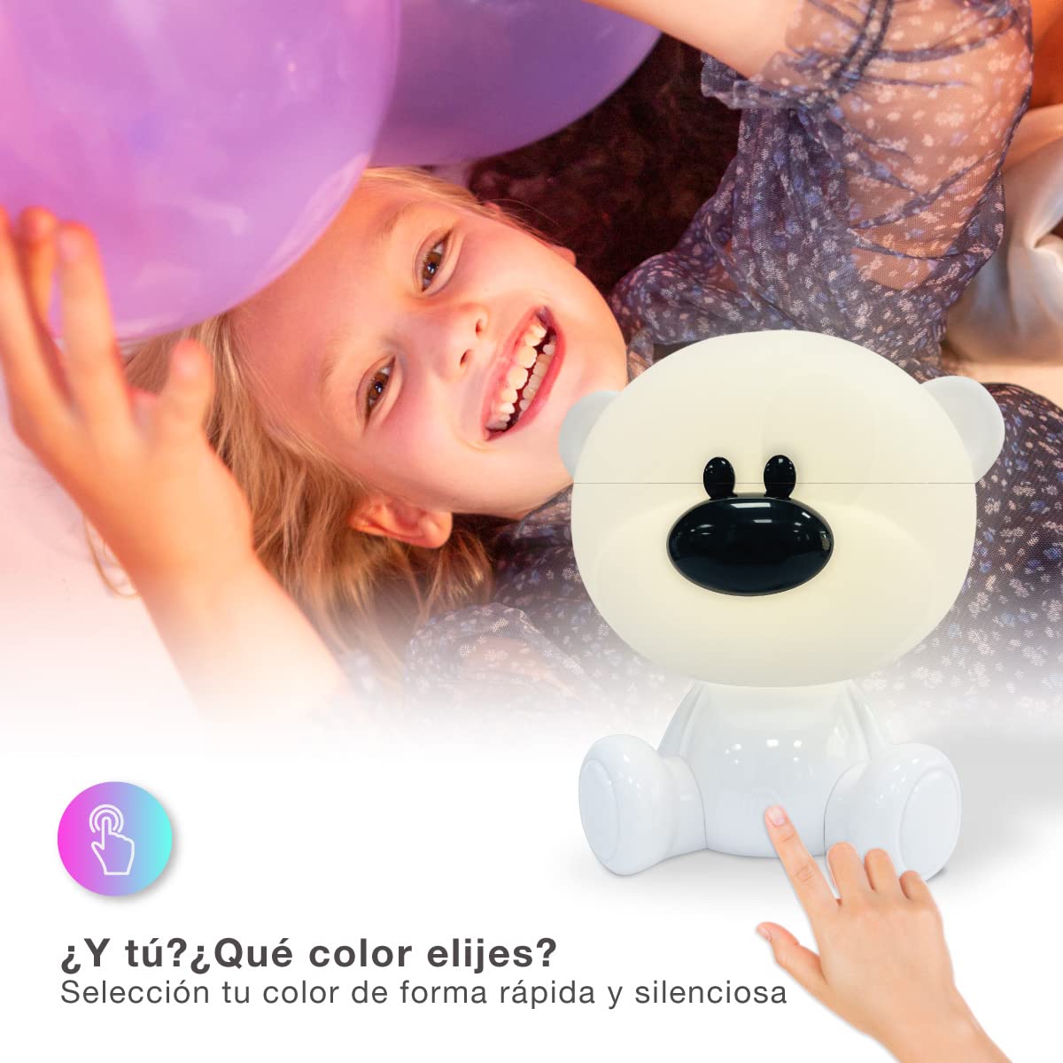 gsc evolution Luce notturna per bambini a LED Orsetto 2,5 W RGB + batteria ricaricabile per luce diurna Bianca