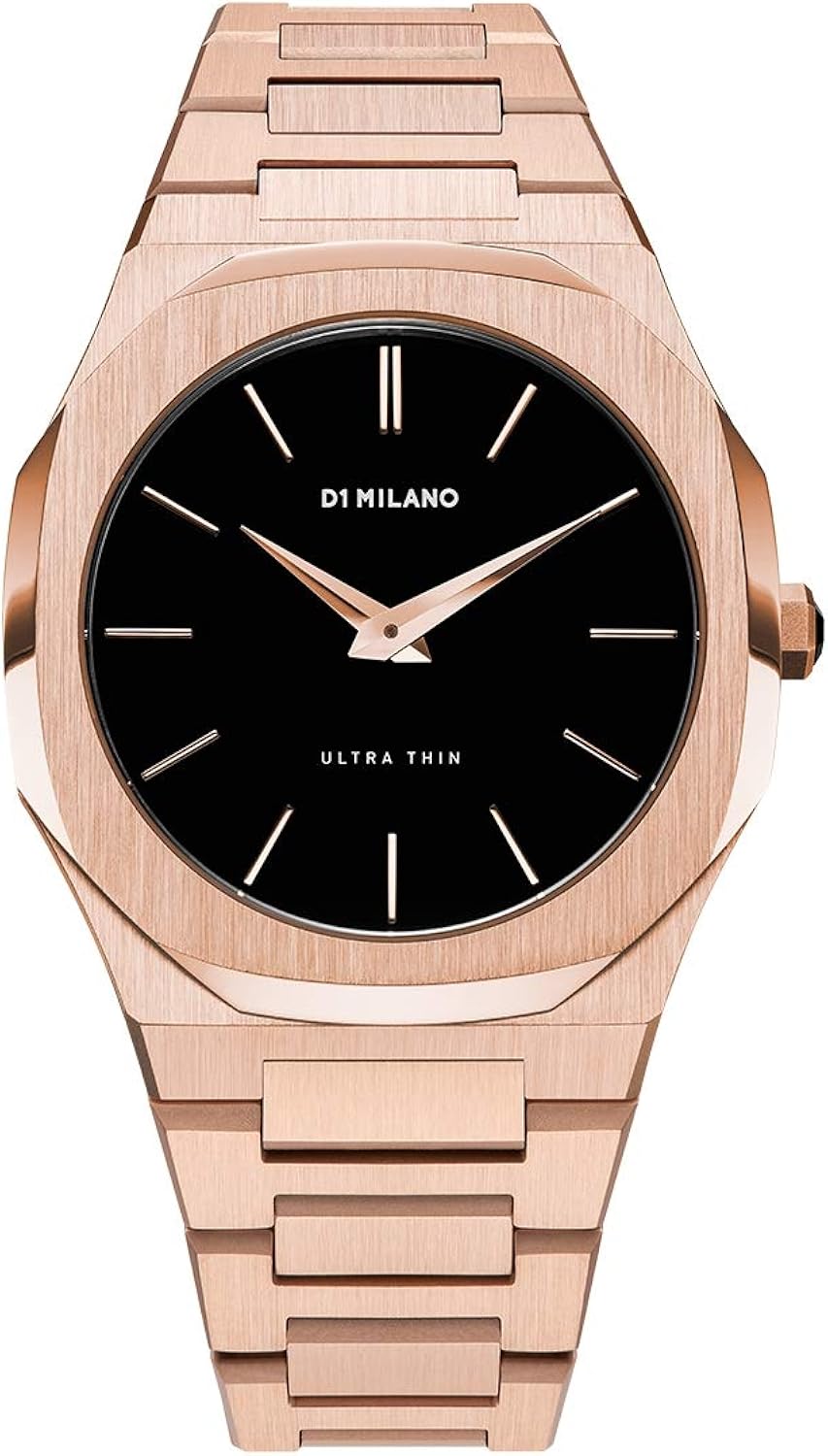 Orologio D1 Milano Unisex AUTB03 Quarzo Acciaio Ultra Thin Oro Rosa Nero Orologio D1 Milano Unisex AUTB03 Quarzo Acciaio Ultra Thin Oro Rosa Nero