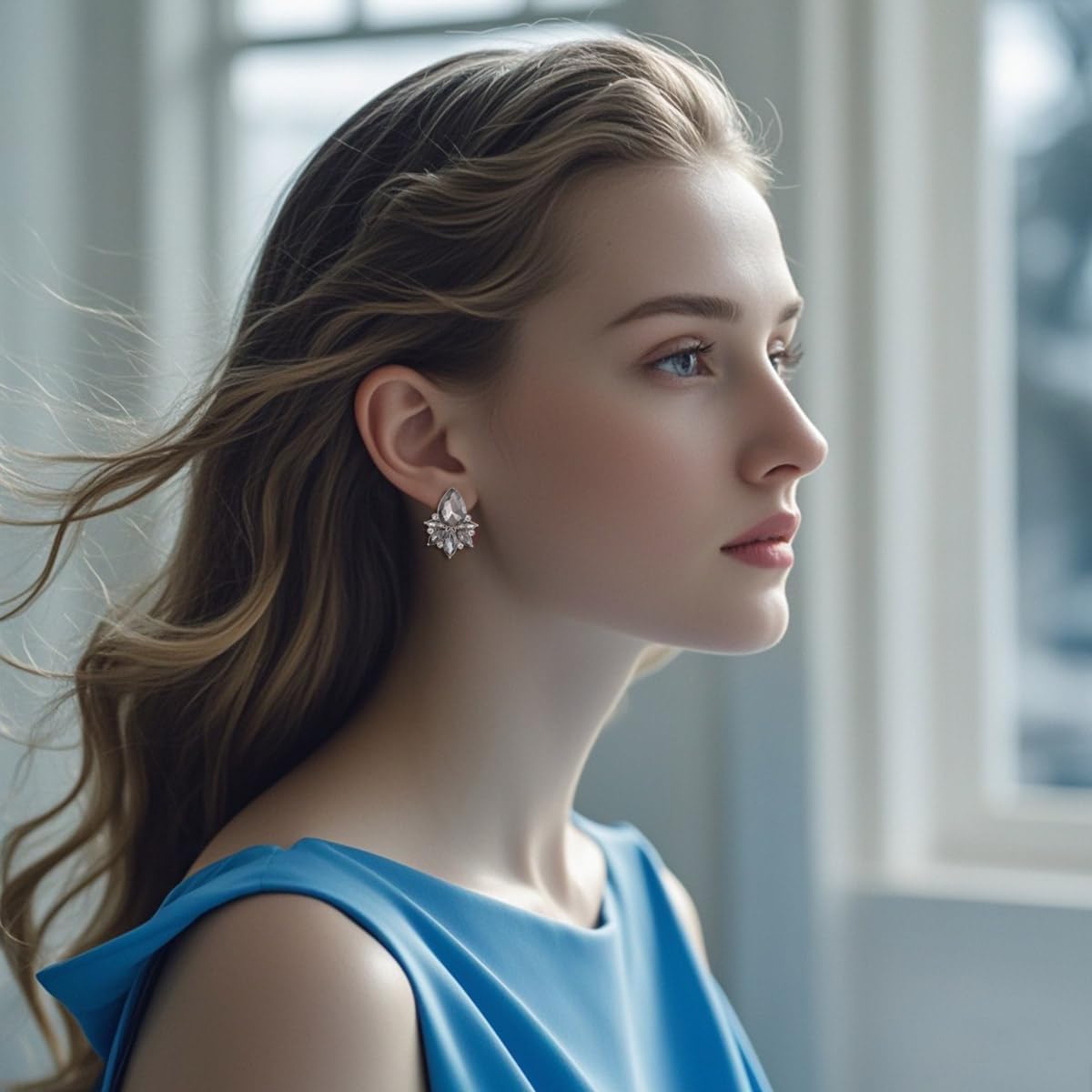 Vintage Rhinestone Earrings Fancy Crystal Cluster Drop Earrings Art Deco Earrings for Women - Image 4