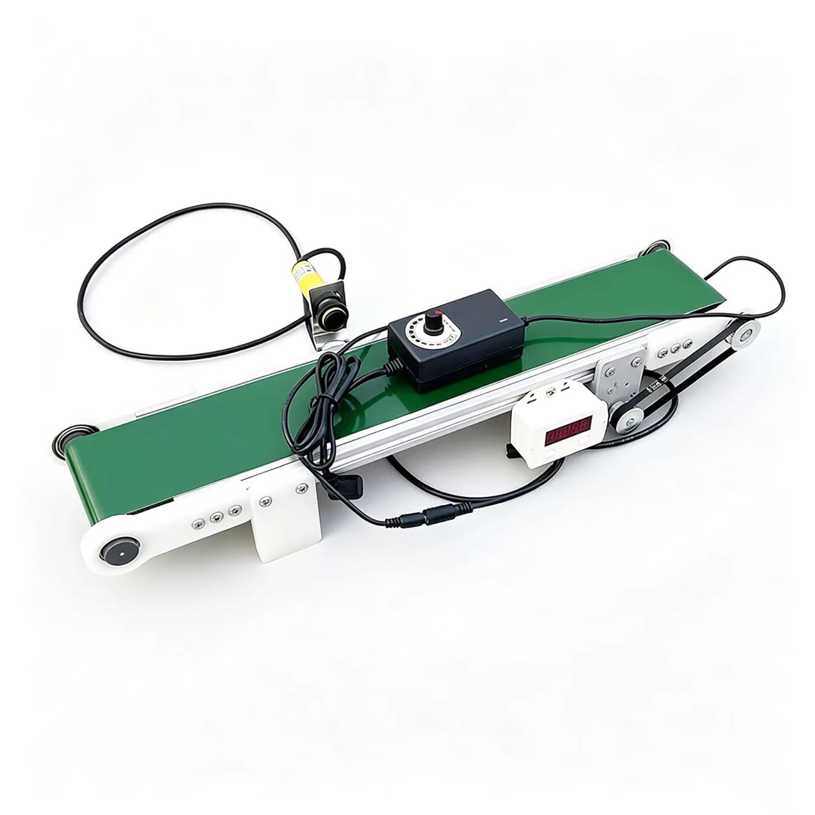 YZHYYDS Desktop Conveyor Belt, Mini Cargo Lane Automatic Conveyor Belt with Automatic Counter, 1.8-7.6cm/s Adjustable Speed, Speed: 116RPM, Lightweight Compact for Food Processing Packaging,100cm